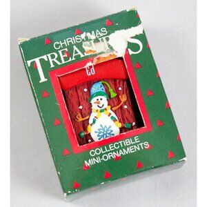 Christmas Traditions Collectible Mini Ornament Sleigh and Snowman "Ed" w/Box